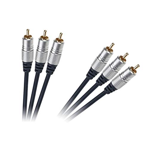 Conexión cable audio Estéreo + Vídeo Profesional HI-TECH de 3 RCA Macho a 3 RCA Macho (5 Metros)