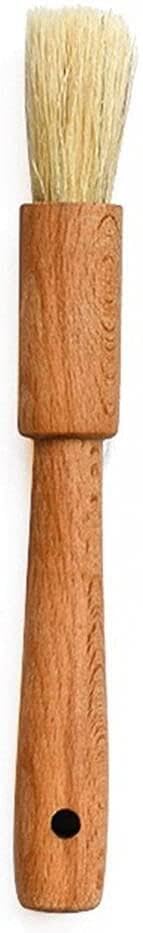 Generic Natural Bristles with Wooden Handle Pastry Brushes for Basting Spreading Butter Barbecue Baking Kitchen Cooking (Cylindrical), Silver