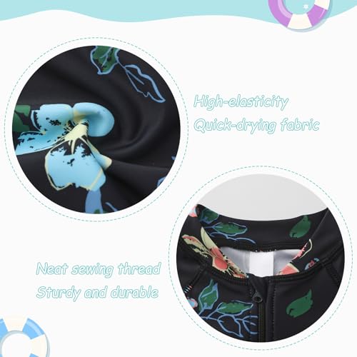 Image of Girls One Piece Swimsuits Rash Guard for Girl Long Sleeve Bathing Suits with Front Zipper Sun Protection Swimwear 3-16 Years