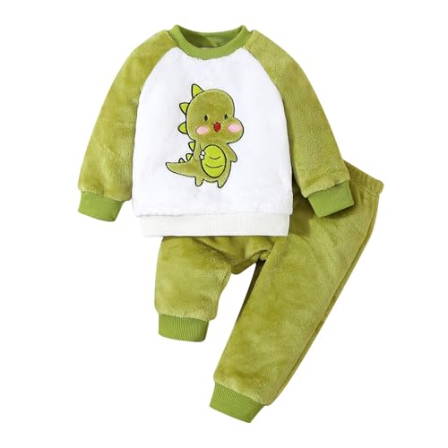 幼児男の子女の子長袖漫画恐竜刺繍パッチワークフリーストップスシャツスウェットシャツパンツ衣装