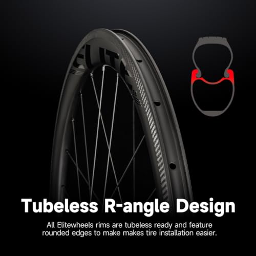 Image of ELITEWHEELS Road Bike Carbon Wheels 700c Clincher 30 /38 /50 /55 /60 /82mm Carbon Wheelset Tubeless Ready Cycling Wheel U Shape