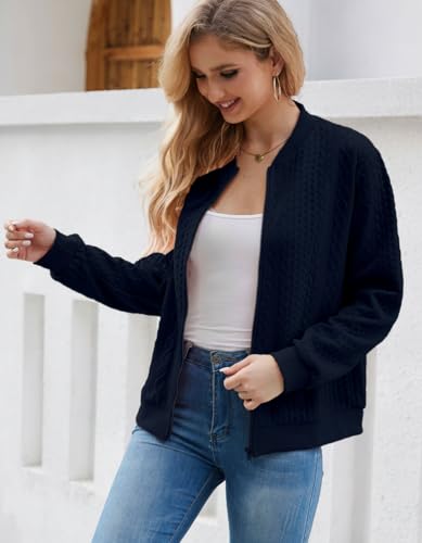 Image of Larmliss Women's Zip Up Cardigan Sweater Hoodies Long Sleeve Jacket Crewneck Casual Outerwear Spring Fall Trendy Coat Outfits