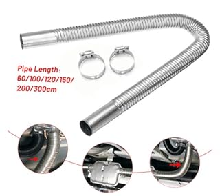 Air Exhaust Pipe Heater Pipe Heater Parking Air Heater Exhaust Pipe Diesel Gas Vent Hose Stainless Steel 2.5cm/1in Inner With Camps (Length:1M)