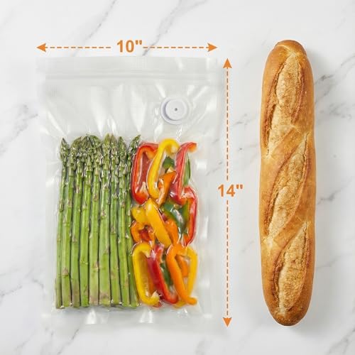Image of ZKIRON Large Reusable Vacuum Sealer Bags for Food, 20 Pack | 10 x 14 in, BPA-Free, Leakproof Double Zipper, Family Prep Size, Freezer, Microwave & Sous Vide, Fits Most Vacuum Sealers