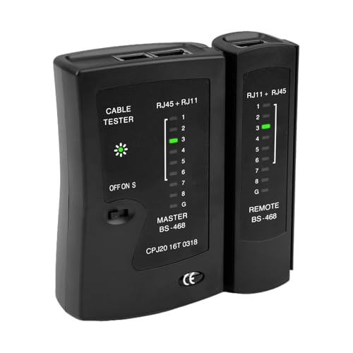 Comprobador de Cables de Red RJ45 RJ11 Digital, Tester para Cables LAN Cat3, Cat5, Cat6, Localizador de Conexión, Detección de Cortocircuitos y Continuidad, Negro