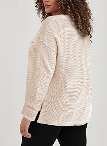 Image of Eytino Womens Plus Size Sweaters Casual Long Sleeve Loose V Neck Button Henley Tops Pullover Knit Jumpers,(1X-5X)