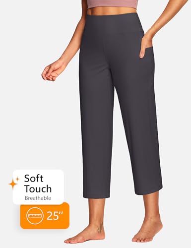 Image of ISEEGZ 15 inch / 18 inch / 21 inch / 25 inch Capri Pants for Women High Waist with Pockets Women's Capris Workout Yoga Pants Loose Straight Leg