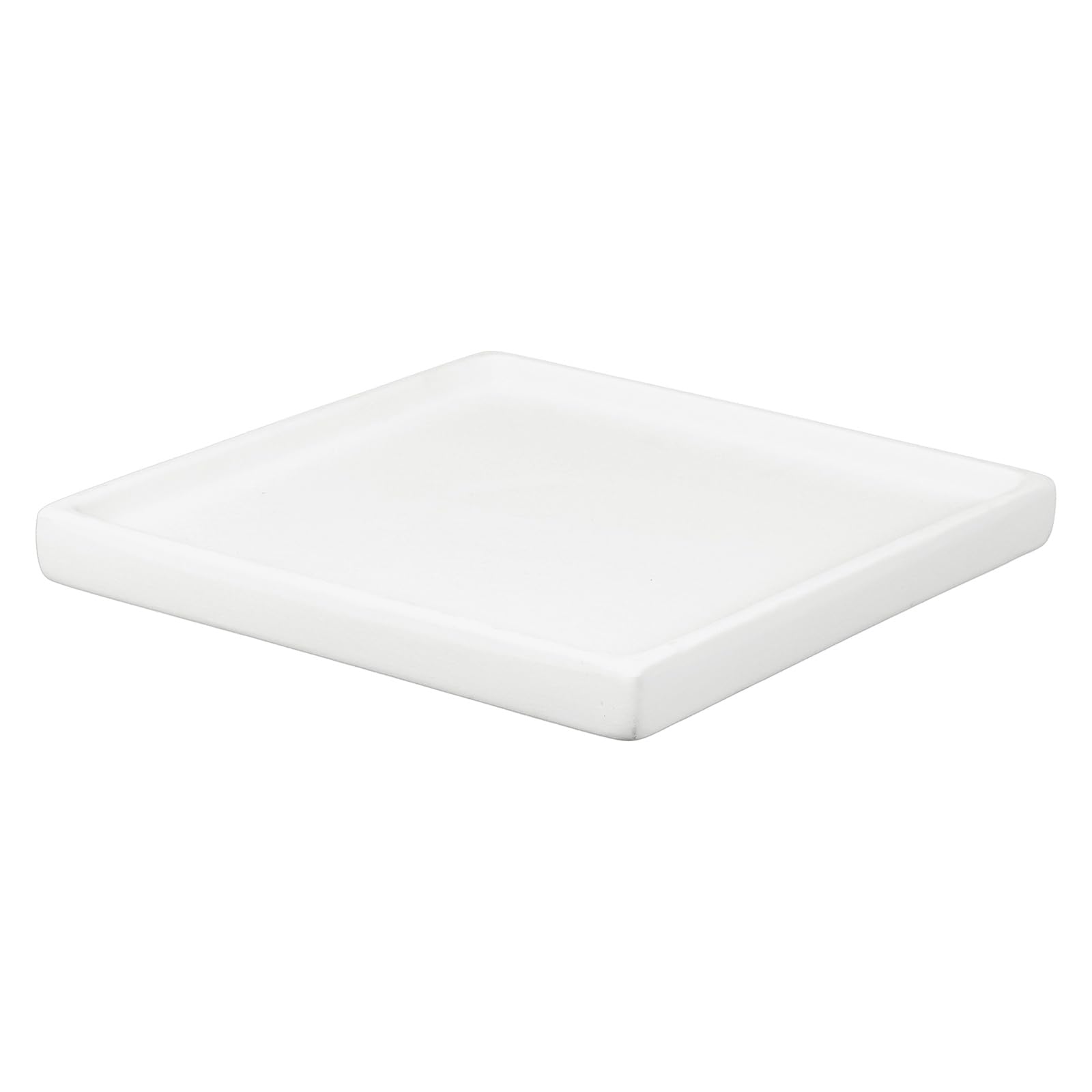 YELARXI 6.3 Inch Ceramic Plant Saucers, Square Flower Planter Water Trays Ceramic Plant Saucer Pot Tray -Fitting for (Outdoor/Indoors/Garden/Planting/Water/Flower/Coffee) White