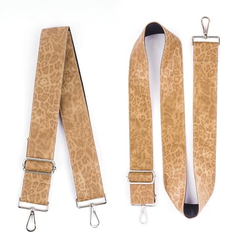 Image of Purse Straps Replacement Crossbody,Crochet Purse Strap for Handbags,Wide Shoulder Straps for Bags(1-Leopard Brown)