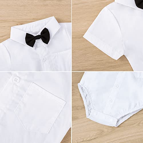 Yruiz Baby Boy'S Button-Down Shirt Newborn Jumpsuit Long Short Sleeved One-Piece Gentleman Outfit thumb #1