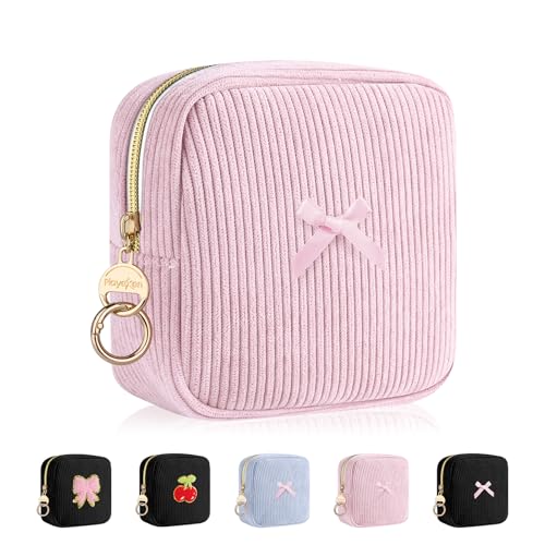 Image of Period Bag for Teen Girls, Corduroy Sanitary Napkin Storage Bag, Menstrual Pad Pouches Tampon Holder for Purse
