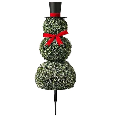 Árboles de Navidad al Aire Libre para Porche, árboles topiarios en Forma de muñeco de Nieve con Lazo Rojo y Gorro de Papá Noel, decoración navideña para Exteriores/Interiores para el hogar, Porche, p