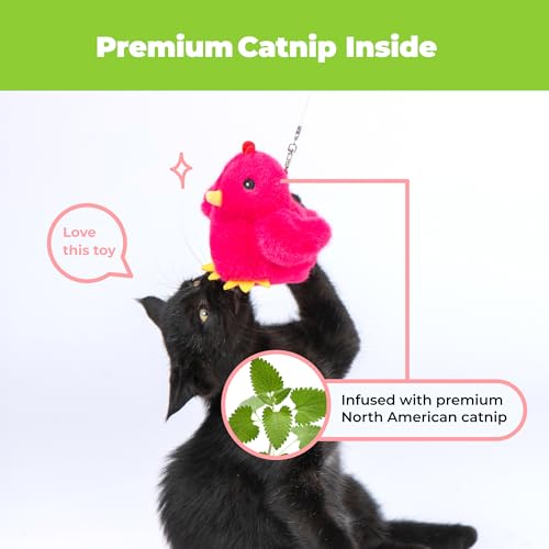 Image of Catify Best Pet Supplies Flapping Duckling, Chick & Bird Cat Toy - Motion-Activated Wings Realistic Chirps, Catnip-Infused Plush, USB Rechargeable Indoor Cats & Kittens, Self-Play Enrichment - Fuchsia