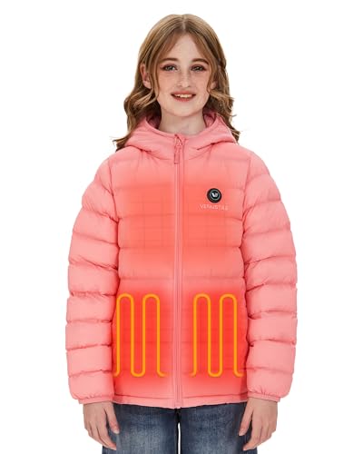 Venustas Kids Heated Jacket with Battery Pack Girls Lightweight Electric Heated Coat