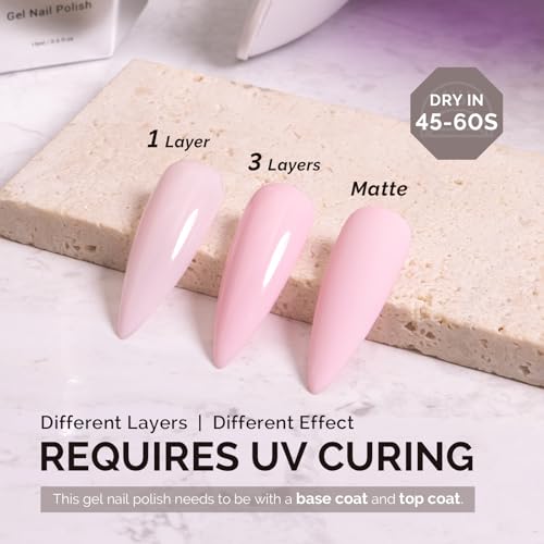Image of MelodySusie 0.5fl oz Nude Pink Gel Nail Polish, Nails Soak Off UV LED Bubblegum Pink Gel Polish Gift for Women Nail Art Manicure Salon DIY Nail Design Decoration at Home-A2603
