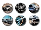 Mustang Locker Magnets Sports Cars - Set of 6 - Man Cave Shop Cute Whiteboard Refrigerator Magnets for Fridge Home School or Office