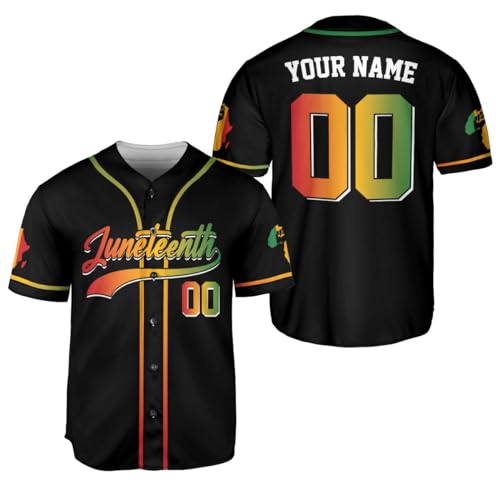 Generic Custom Juneteenth 1865 Freedom Baseball Jersey Celebrating Black History Month, Independence Day Pride Flag Apparel Men Women (Polyester Blend, Style 6)