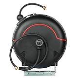Acelerar el riego con este rebobinado automático carrete de manguera - primavera se retrae automáticamente la parte posterior de la manguera en su caja - sin dobleces o enredos.