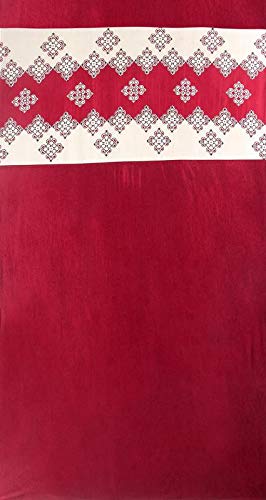 Image of Exporthub 2 Piece Fancy Maroon Plain Crush Polyetser with Patch Design Eyelet Window Curtain-Length 5 Feet, (EHSPR703 54)