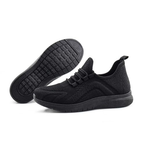 Image of Bernal Black Sneakers for Women Walking Shoes Non Slip Lightweight Casual Breathable Tennis Shoes Work Travel