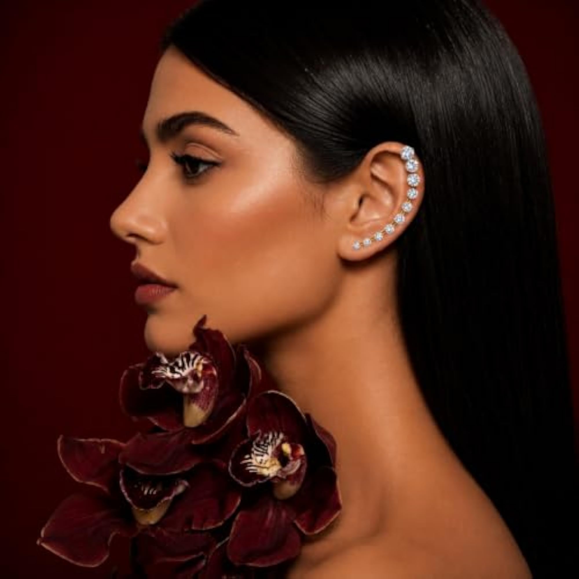 Gold Plated American Diamond Ear Cuffs for Women