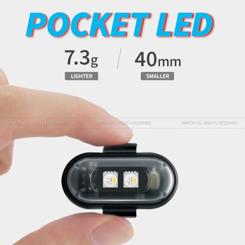 RGB Led Aircraft Drone Strobe Lights for Cars, 6pcs USB Mini Rechargeable with Remote Moto Glow Up Wireless Ambient Bike Led Lights Emergency for Night Riding Car Interior Vehicles Motorcycles - Thumbnail 3