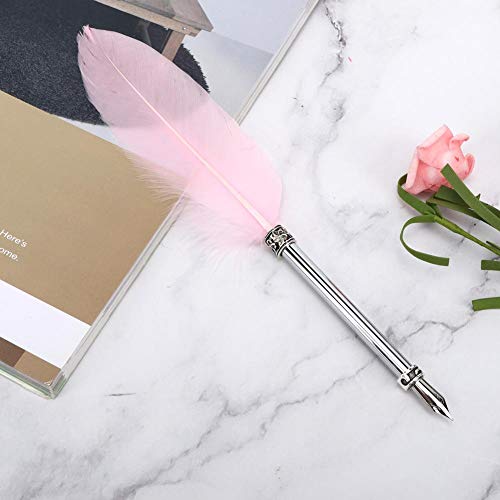 Caneta de pena, Caneta de pena cor-de-rosa do vintage Conjunto de presente de caneta de caneta de me