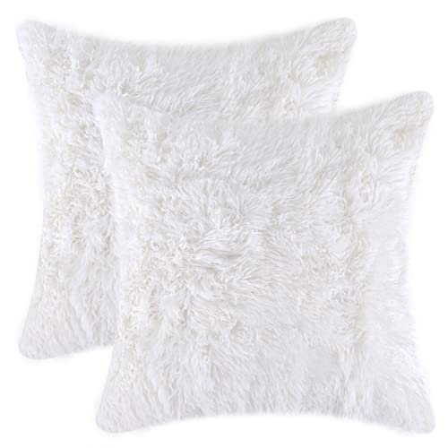Image of Faux Fur Throw Pillow Covers for Couch Decorative Pillows 24x24 Inches
