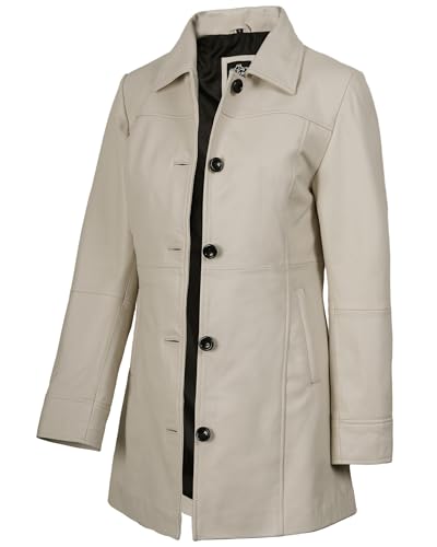 Image of Blingsoul Real Lambskin Long Vintage Leather Jacket | [1324154] Off White, L