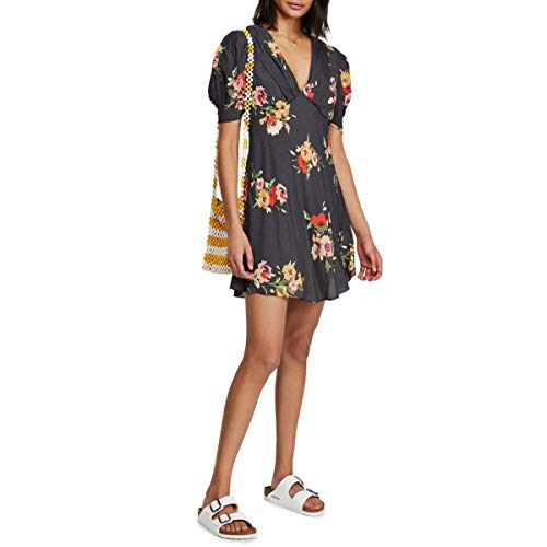 Robe shift col en V imprimé floral noir taille 2 pour femme