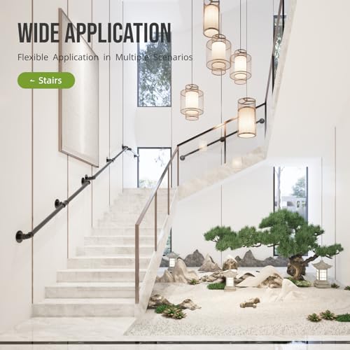YEOOE 7FT Handrails for Indoor Stairs, Φ1.25″ Stair Railing Indoor with Matte Black Finish, Bar Foot Rail Kit for Stairs, Porch, Loft (7ft) by YEOOE - Image 6