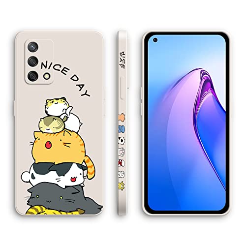 Cover per Oppo A74 4G Custodia Morbido Antiurto Ultrasottile con Motivo Carino Design a Bordo Dritto - Kitten silicone bianco