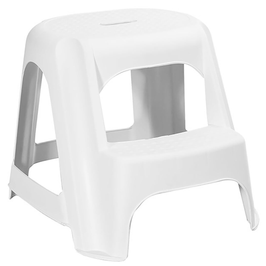 Taburete para niños pequeños, plástico, 2 escalones, reposapiés de doble altura