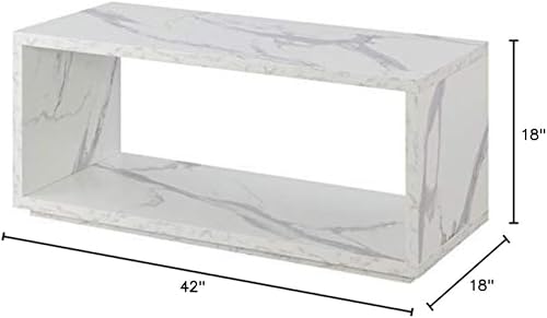 Miniatura 3 de Pemberly Row Mesa de centro cuadrada moderna en mármol blanco sintético