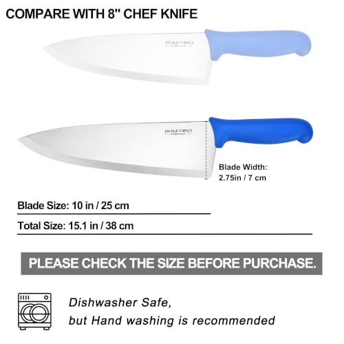 BOLEXINO 10" Professional Chef Knife, High Carbon Steel, Ergonomic (Blue) by BOLEXINO - Used condition - Image 6