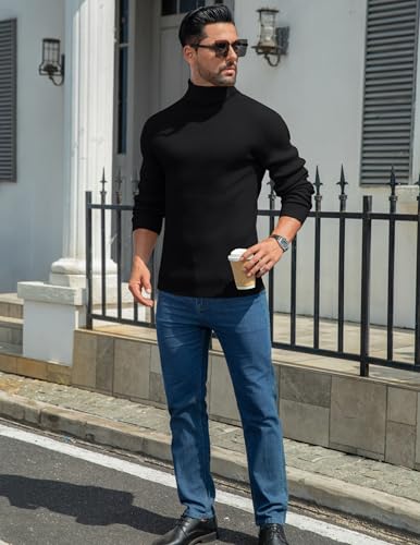 MioRoim Men's Knit Casual Turtleneck Sweater Ribbed Slim Fit Long Sleeve Turtle Neck Knitted Pullover Sweater4