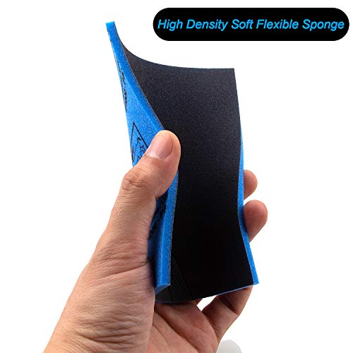 500-2000 Grit Sanding Sponge 8 Pads, 4.5" x 5.5" x 0.2" Assorted Wet or Dry Ultra Fine Hand Sanding Sponges, Flexible Soft Foam Sand Block for Drywall, Corner Contour, Metal Wood, Hobby Model
