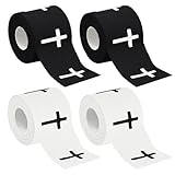 4 Pcs Christian Athletic Tapes Religious Sport Tape with Cross White Black Cross Athletic Wrist Tapes for Sports Gymnastics Tennis Baseball Boxing Athlete First Aid Injury Wrap, 2inx23ft