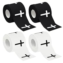 4 Pcs Christian Athletic Tapes Religious Sport Tape with Cross White Black Cross Athletic Wrist Tapes for Sports Gymnastics Tennis Baseball Boxing Athlete First Aid Injury Wrap, 2inx23ft