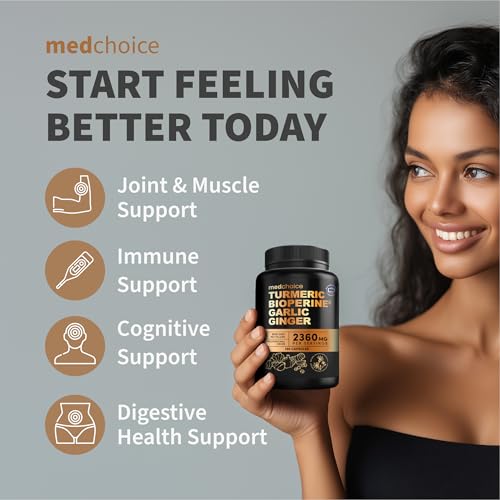 image for MEDCHOICE 4-in-1 Turmeric and Garlic Supplements with Bioperine 2360 m