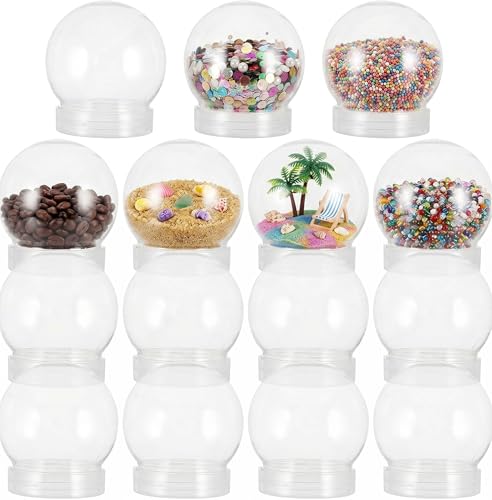 BESTOYARD 15 Pack DIY Clear Plastic Snow Globe Kit with Screw-Off Caps, Refillable Water Globes for Photo Inserts, Classroom Crafts, Teacher, Kids Crafts, Christmas Holiday Decor