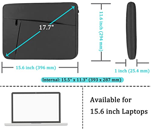 Image of Laptop Sleeve Bag 15.6 inch, BOOEUDI Shockproof Protective Computer Carrying Cover with Front Pocket, Briefcase Handbags Laptop Case for 15.6 inch HP, Dell, Acer, Asus, Notebook, Grey