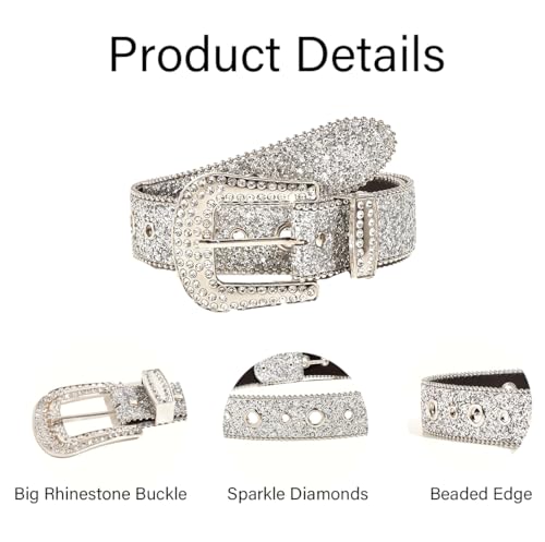 COTIM COYIN Men Women Western Rhinestone Belt, Crystal Studded Leather, Shining Diamond Cowgirl Cowboy Waist Belt for Jeans2