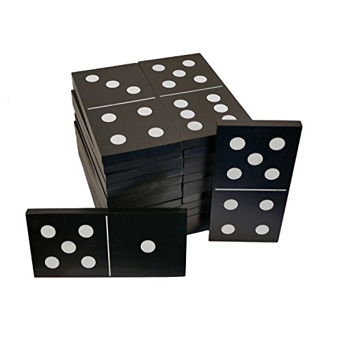 Get Out! Giant Wooden Dominoes 28-Piece Set & Bag – Jumbo Black Color Wood & White Numbers, Kids Adults Outdoor Games - Thumbnail 3