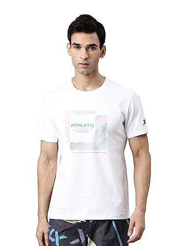 Image of XTEP Training Series, Polyester & Elastane for Better Stretch, Comfort Series, Sports Elastic Performance, Crew Neck Design, Comfort & Elastic Training T-Shirt for Men (White)
