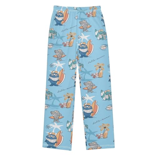Crab Shark Turtle Surfing Boys Long Pants Soft Trousers Elastic Waist Kids Lounge Bottoms with Pockets S-XL