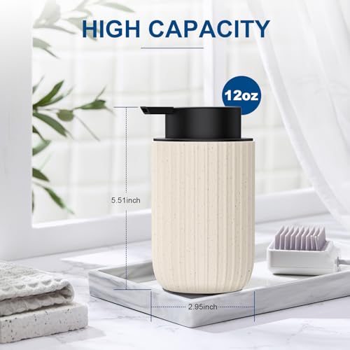 Image of Ceramic Foaming Soap Dispenser, 12 oz Bathroom Foam Hand Soap Dispenser, Refillable Lotion Soap Dispenser with Removable Pump for Kitchen Hand Wash Dispenser, Modern Home Decor (Speckled Beige)