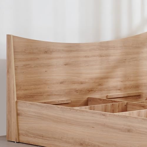 Image of Home Centre Helios Alton Queen Bed |Engineered Wood with Box Storage Queen Bed| (Oak) |1 Year Warranty