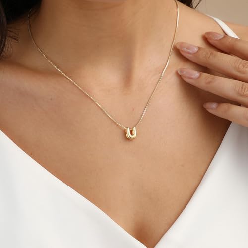 Image of Personalized Bubble Letter Initial Necklace, 14K Gold Plated, Dainty Pendant for Women, Trendy Gold Jewelry