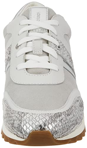 Geox Women's D Tabelya Sneakers, White Silver, 5 UK